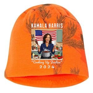 Kamala Harris 2024 Cooking Up Justice Fun Political Kati - Camo Knit Beanie