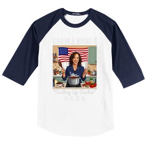 Kamala Harris 2024 Cooking Up Justice Fun Political Baseball Sleeve Shirt