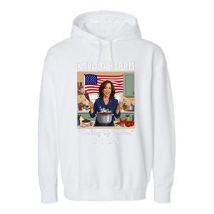 Kamala Harris 2024 Cooking Up Justice Fun Political Garment-Dyed Fleece Hoodie