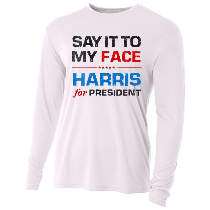 Kamala Harris 2024 Say It To My Face Debate Me Cooling Performance Long Sleeve Crew