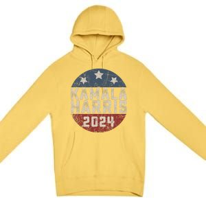 Kamala Harris 2024 For President Retro Button Election Premium Pullover Hoodie