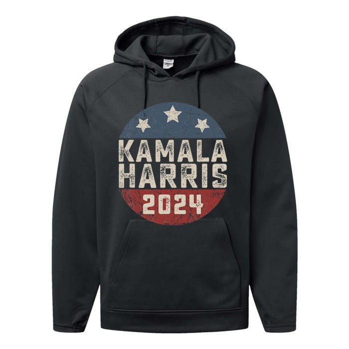 Kamala Harris 2024 For President Retro Button Election Performance Fleece Hoodie