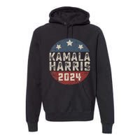 Kamala Harris 2024 For President Retro Button Election Premium Hoodie