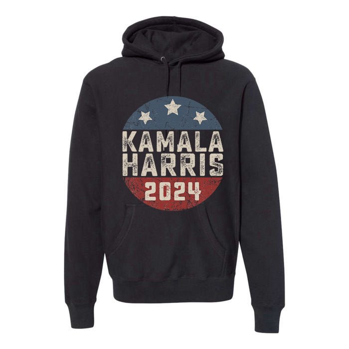 Kamala Harris 2024 For President Retro Button Election Premium Hoodie