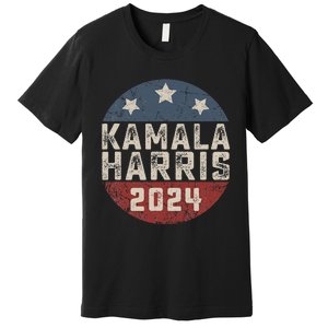 Kamala Harris 2024 For President Retro Button Election Premium T-Shirt