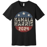 Kamala Harris 2024 For President Retro Button Election Premium T-Shirt