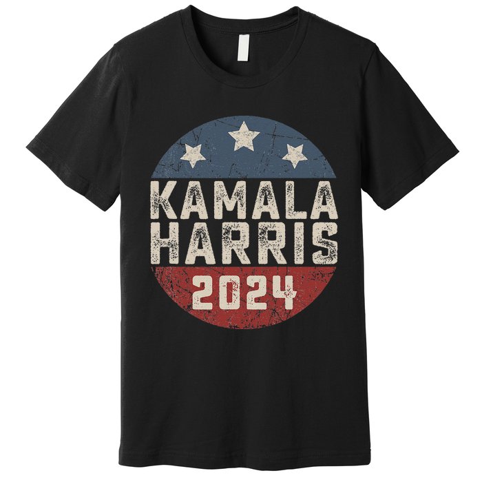 Kamala Harris 2024 For President Retro Button Election Premium T-Shirt