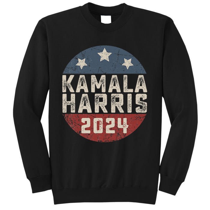 Kamala Harris 2024 For President Retro Button Election Tall Sweatshirt