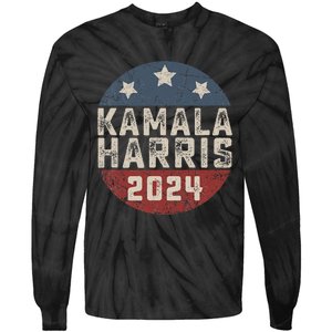 Kamala Harris 2024 For President Retro Button Election Tie-Dye Long Sleeve Shirt