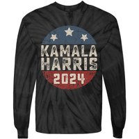 Kamala Harris 2024 For President Retro Button Election Tie-Dye Long Sleeve Shirt