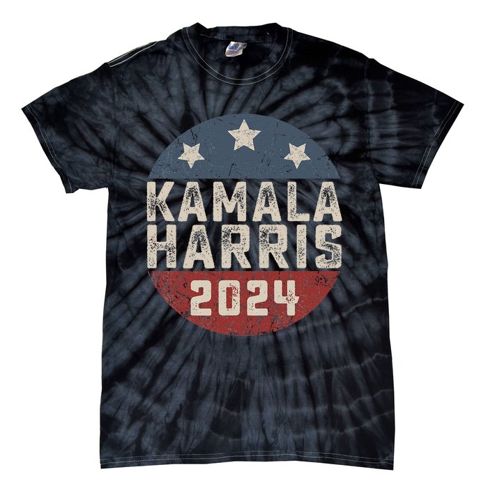 Kamala Harris 2024 For President Retro Button Election Tie-Dye T-Shirt