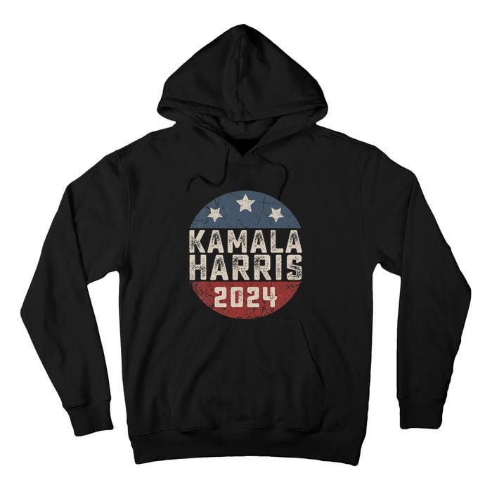 Kamala Harris 2024 For President Retro Button Election Tall Hoodie