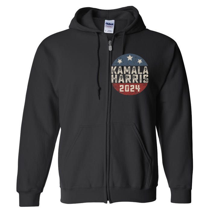 Kamala Harris 2024 For President Retro Button Election Full Zip Hoodie