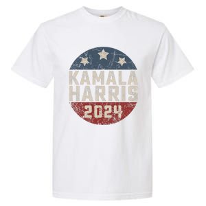 Kamala Harris 2024 For President Retro Button Election Garment-Dyed Heavyweight T-Shirt