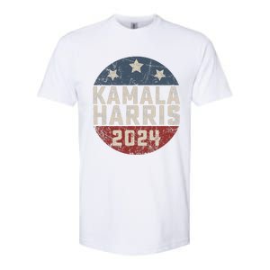 Kamala Harris 2024 For President Retro Button Election Softstyle CVC T-Shirt