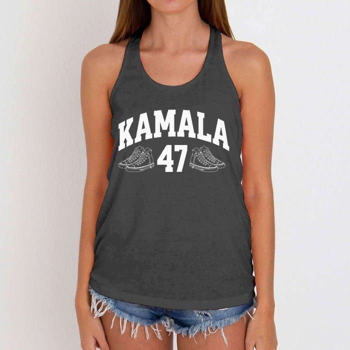 Kamala Harris 2024 47th President Chucks And Pearls Vote Premium Women's Knotted Racerback Tank