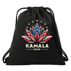 Kamala Harris 2024 Presidential Campaign American Lotus Drawstring Bag