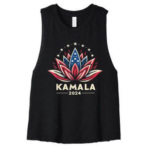 Kamala Harris 2024 Presidential Campaign American Lotus Women's Racerback Cropped Tank