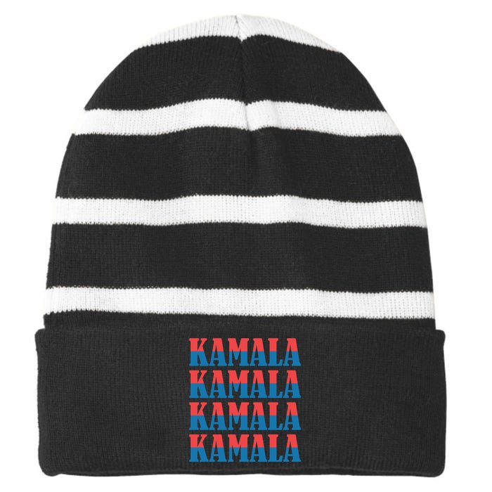 Kamala Harris 2024 President Harris Election Striped Beanie with Solid Band