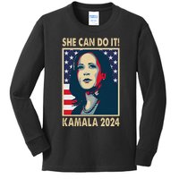 Kamala Harris 2024  Madam President Kids Long Sleeve Shirt