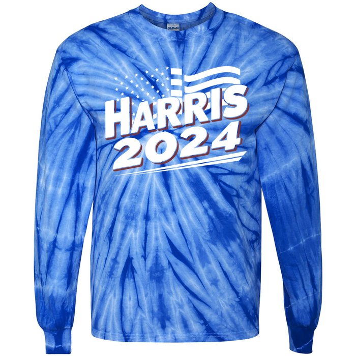 Kamala Harris 2024 For President I Am Speaking Vintage Flag Gift Tie-Dye Long Sleeve Shirt