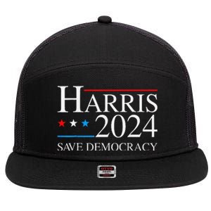 Kamala Harris 2024 Save Democratic Election Campaign Us Flag 7 Panel Mesh Trucker Snapback Hat