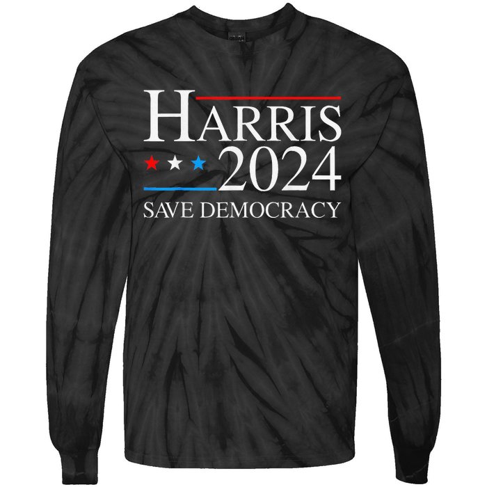 Kamala Harris 2024 Save Democratic Election Campaign Us Flag Tie-Dye Long Sleeve Shirt