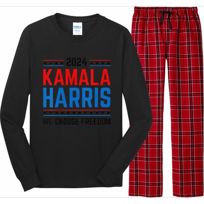 Kamala Harris 2024 We Choose Freedom Election Vote Democrat Long Sleeve Pajama Set