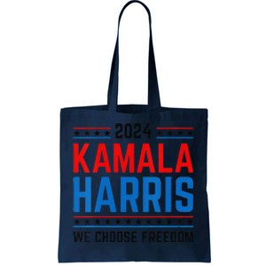 Kamala Harris 2024 We Choose Freedom Election Vote Democrat Tote Bag