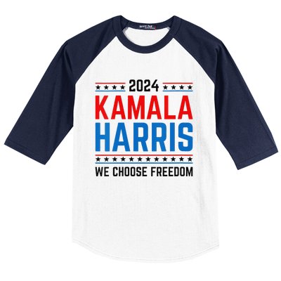 Kamala Harris 2024 We Choose Freedom Election Vote Democrat Baseball Sleeve Shirt