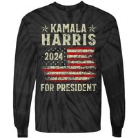 Kamala Harris 2024 For President Election Campaign Tie-Dye Long Sleeve Shirt