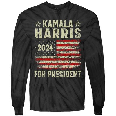 Kamala Harris 2024 For President Election Campaign Tie-Dye Long Sleeve Shirt