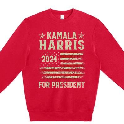 Kamala Harris 2024 For President Election Campaign Premium Crewneck Sweatshirt