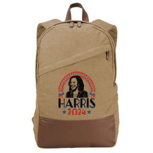 Kamala Harris 2024 Madam President Retro Vote Democrat Cotton Canvas Backpack