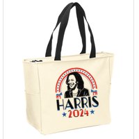 Kamala Harris 2024 Madam President Retro Vote Democrat Zip Tote Bag