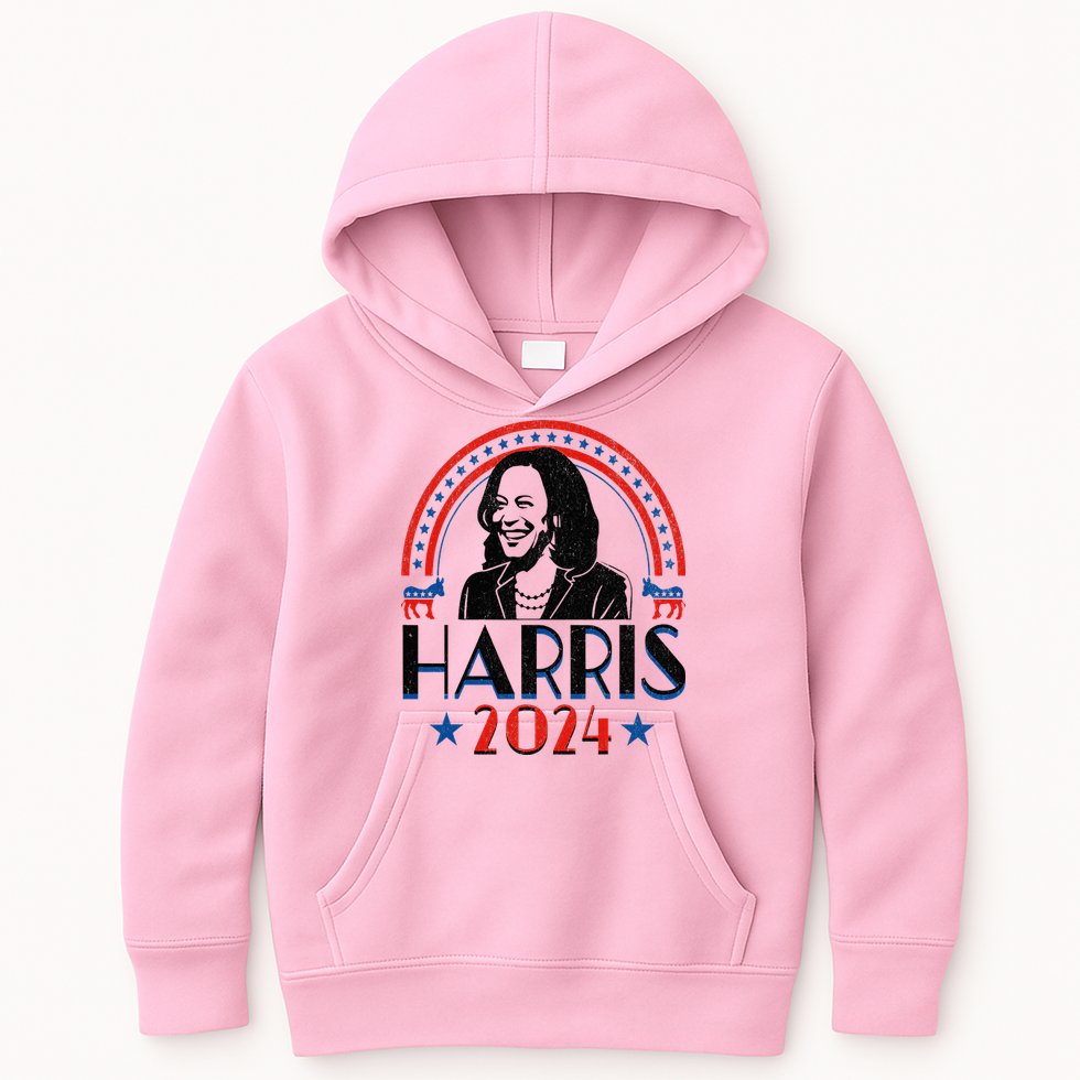 Kamala Harris 2024 Madam President Retro Vote Democrat Kids Hoodie