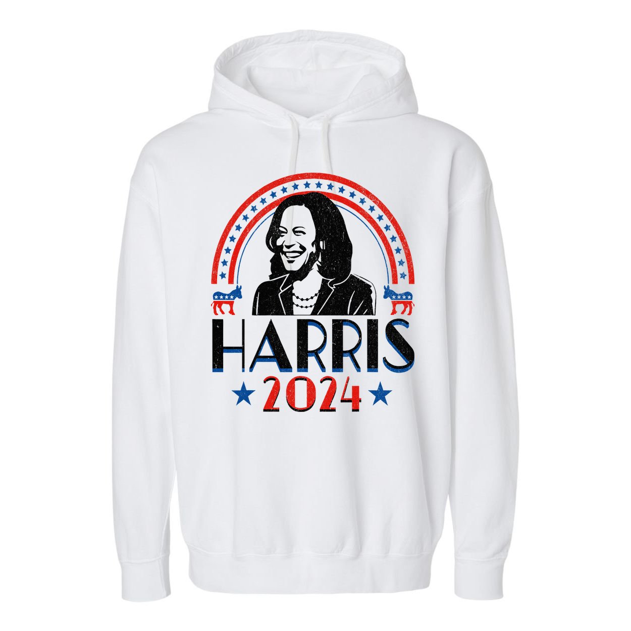 Kamala Harris 2024 Madam President Retro Vote Democrat Garment-Dyed Fleece Hoodie