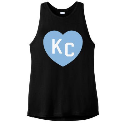 Kc Heart 2letter Kc Love Kc Powder Blue Kc Ladies PosiCharge Tri-Blend Wicking Tank