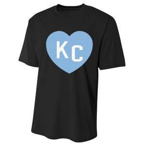 Kc Heart 2letter Kc Love Kc Powder Blue Kc Performance Sprint T-Shirt