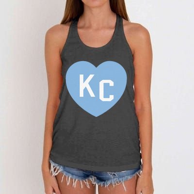 Kc Heart 2letter Kc Love Kc Powder Blue Kc Women's Knotted Racerback Tank