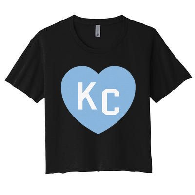 Kc Heart 2letter Kc Love Kc Powder Blue Kc Women's Crop Top Tee