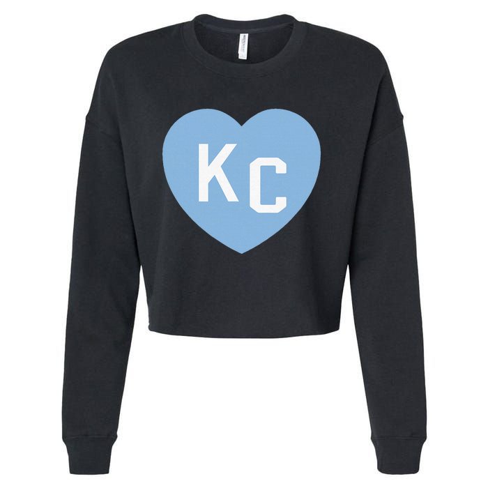 Kc Heart 2letter Kc Love Kc Powder Blue Kc Cropped Pullover Crew