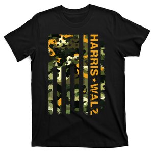 Kamala Harris 2024 President Usa Camouflage Dudes Walz Waltz T-Shirt