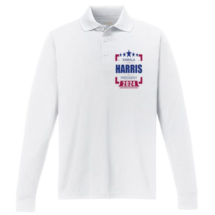 Kamala Harris 2024 For President Harris 2024 Performance Long Sleeve Polo