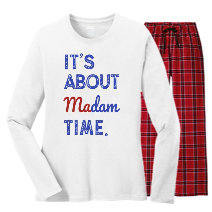 Kamala Harris 2024 ItS About Madam Time President Election Women's Long Sleeve Flannel Pajama Set 