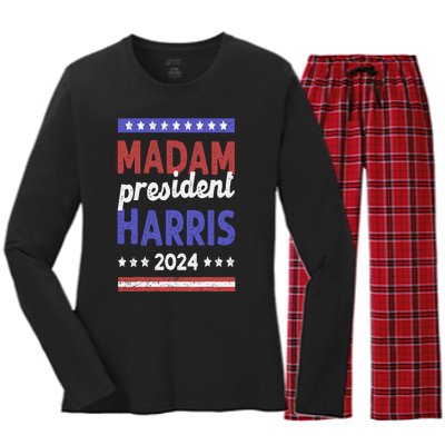 Kamala Harris 2024 Madam President IM Speaking Democrat Women's Long Sleeve Flannel Pajama Set 