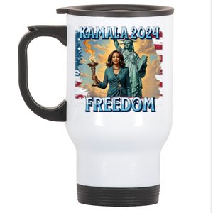 Kamala Harris 2024 Campaign For Freedom Lady Liberty Debate Stainless Steel Travel Mug