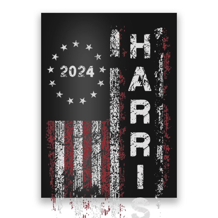 Kamala Harris 2024 For President Campaign Us Flag Vintage Gift Poster