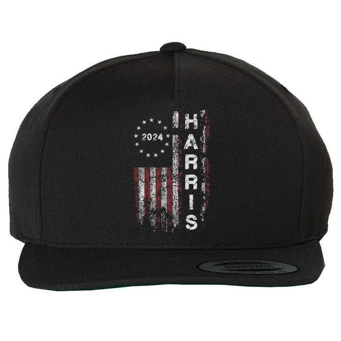 Kamala Harris 2024 For President Campaign Us Flag Vintage Gift Wool Snapback Cap