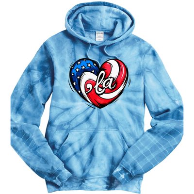 Kamala Harris 2024 American Flag Heart Comma La Patriotic Tie Dye Hoodie